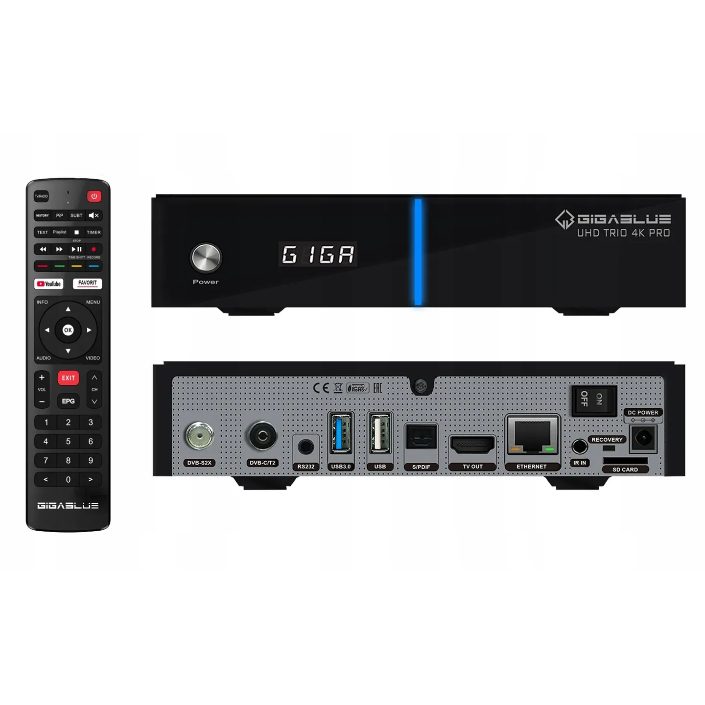 GigaBlue UHD Trio 4K DVB-S2X Plus T2 Тип тюнера DVB-S2, DVB-T2
