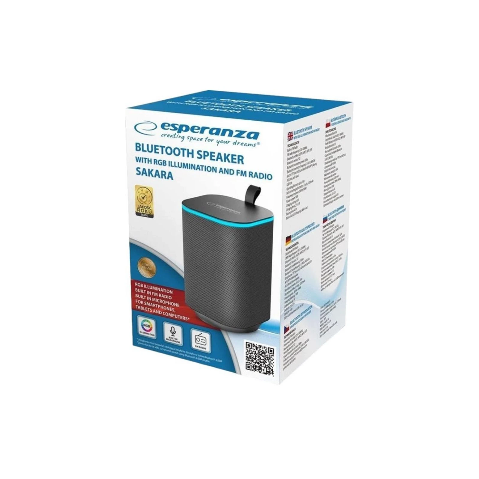 Esperanza RGB Illuminated FM Sakara Black (EP155) (UA) Тип портативні колонки