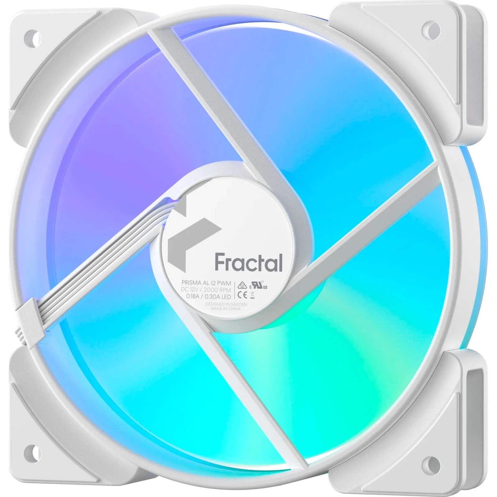 Кулер для корпуса Fractal Design Prisma AL-12 ARGB PWM (FD-FAN-PRI-AL12-PWM-WT) (UA) Управление скоростью вращения за счет PWM