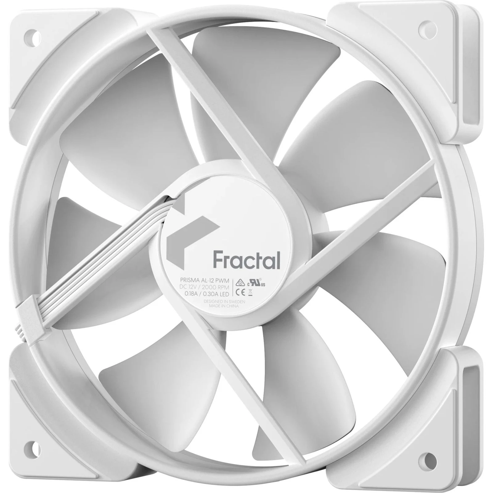 Кулер для корпуса Fractal Design Prisma AL-12 ARGB PWM (FD-FAN-PRI-AL12-PWM-WT) (UA) Подсветка разноцветная