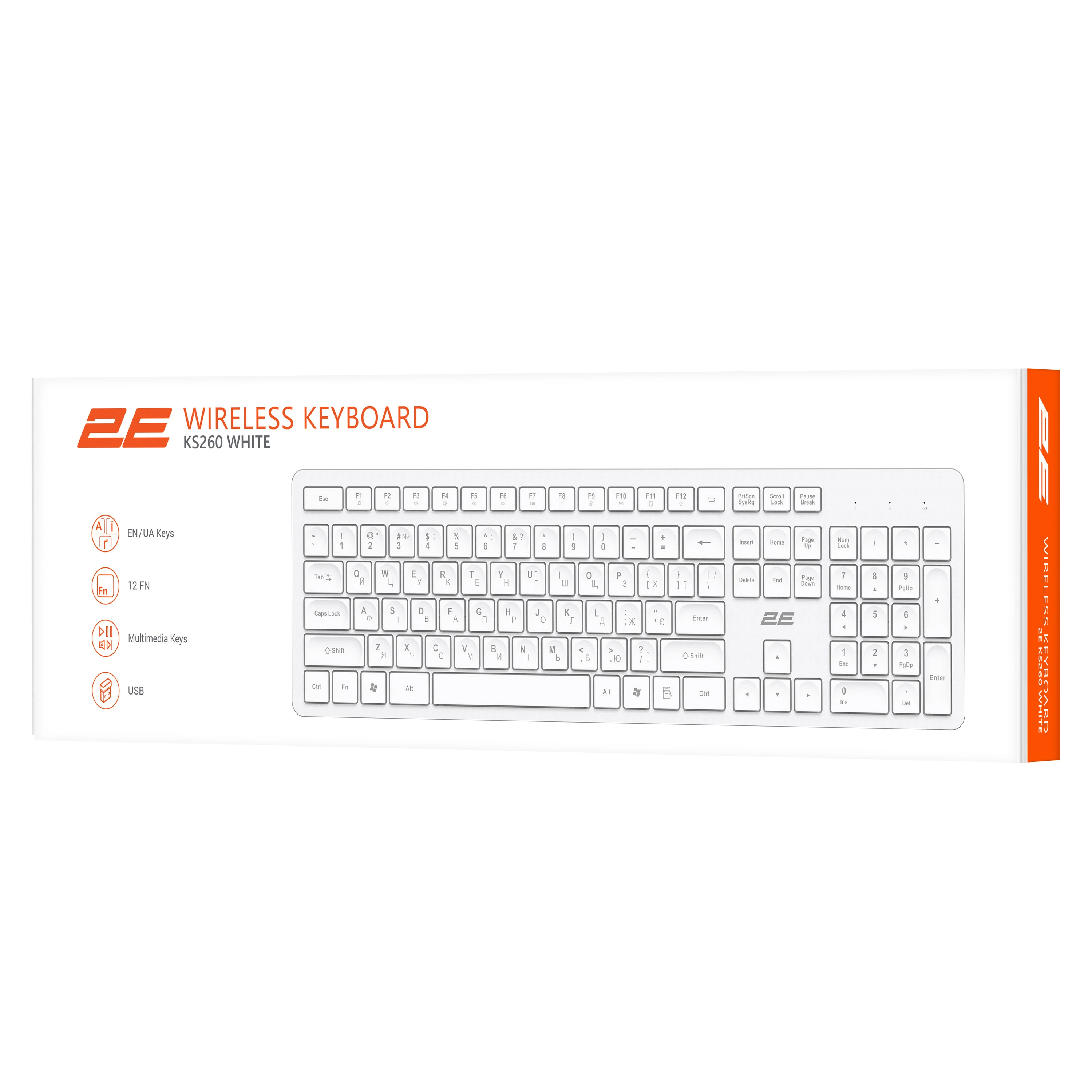 E KS260 106key (2E-KS260WWH_UA) (UA) Тип клавіатури: Мембранні;