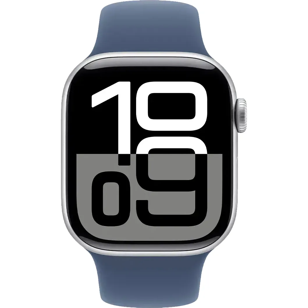 Apple Watch Series 10 GPS + Cellular 42mm Silver Alu. Case w. Denim Sport Band - S/M (MWX33) Линейка Watch Series 10 GPS + Cellular