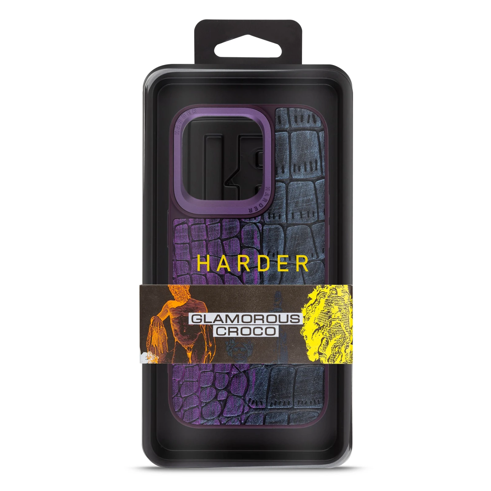 Чохол для мобільного телефону Harder Glamorous Croco iPhone 15 Pro Dark Purple (ARM76763) (UA) Сумісність із брендом: Apple;