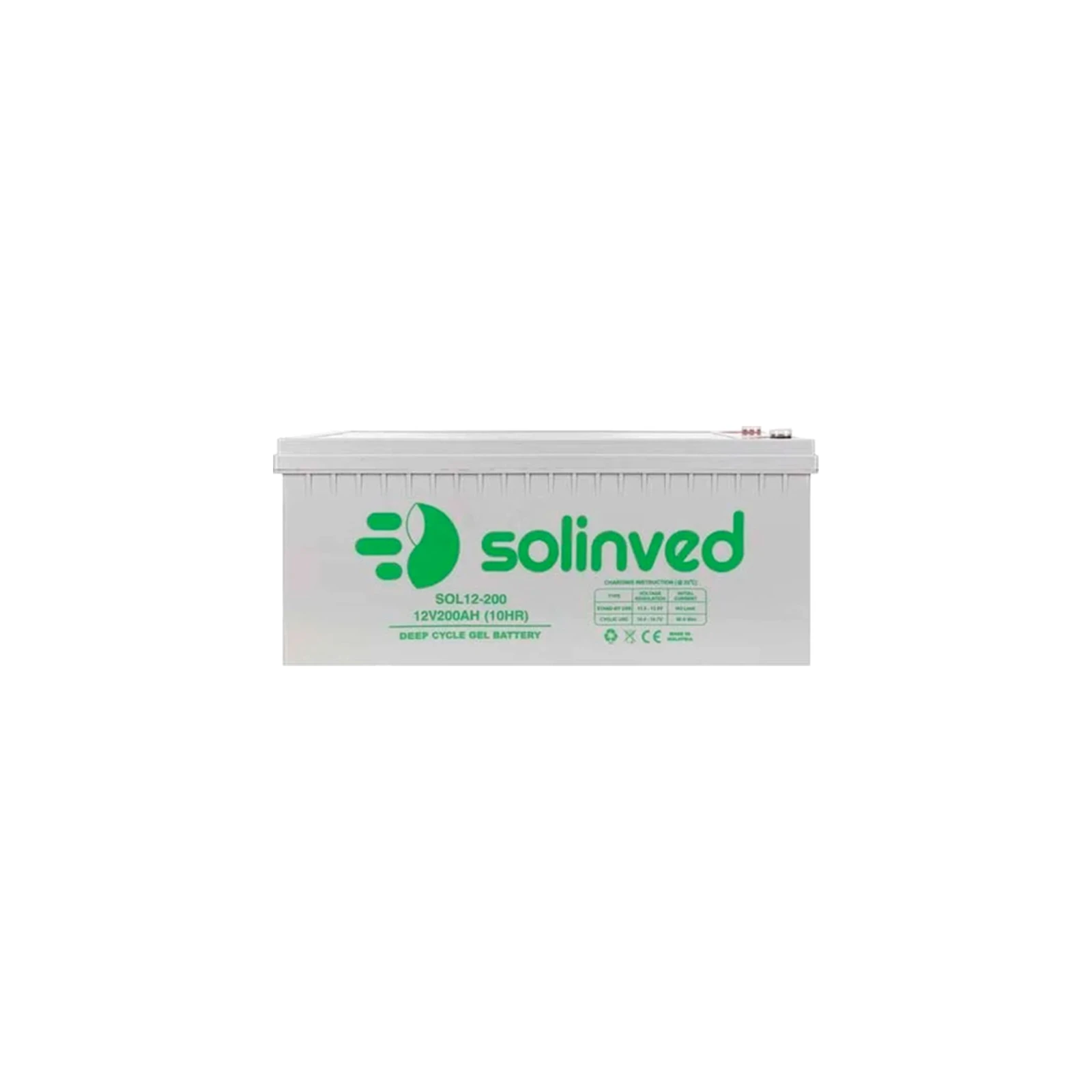 Solinved 12V-200Ah, GEL (SLG200-12) (UA) Напруга: 12 В; Місткість: 200 Ач;