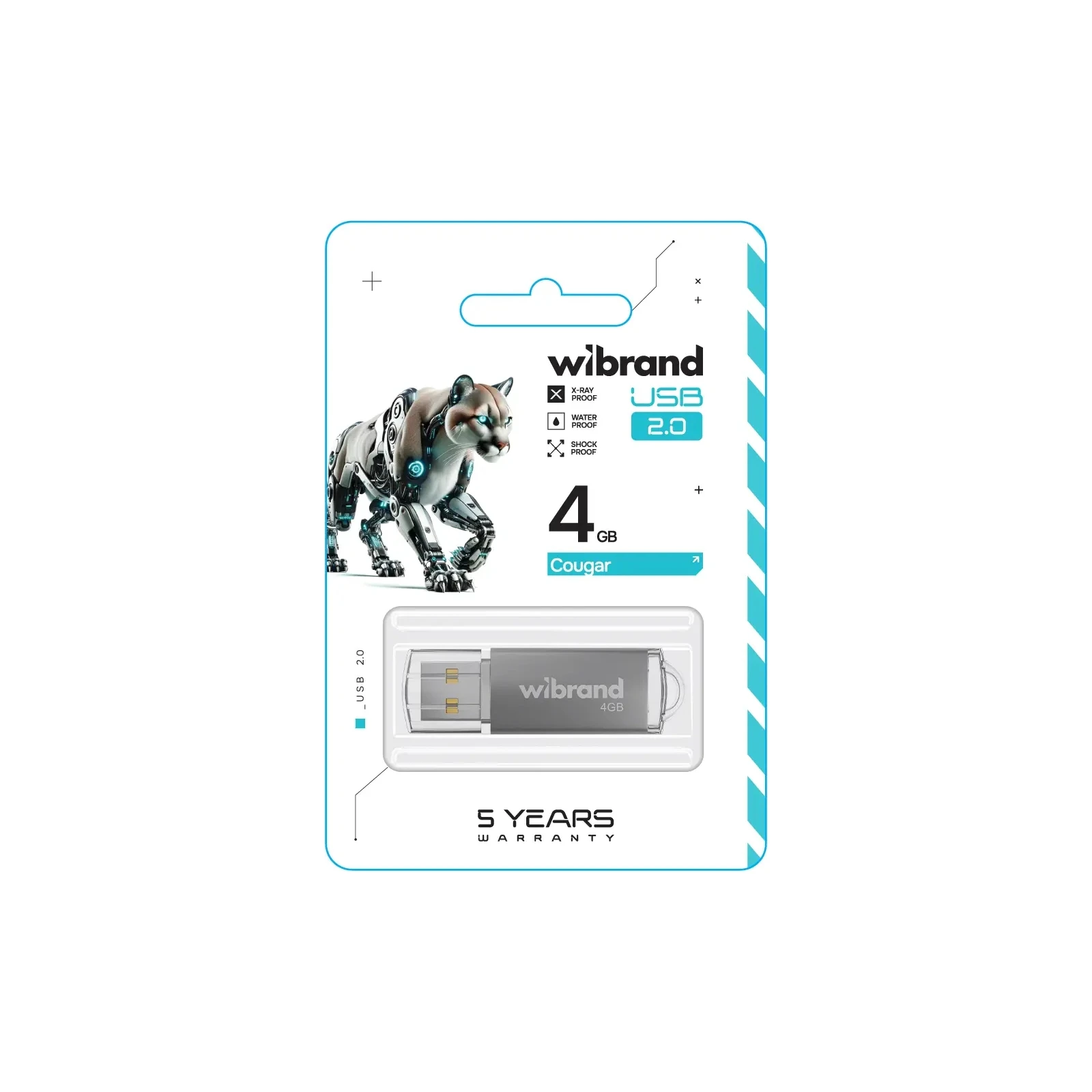 Wibrand 4GB Cougar Silver USB 2.0 (WI2.0/CU4P1S) (UA) Тип: Класичні; Об'єм пам'яті: 4 Gb;