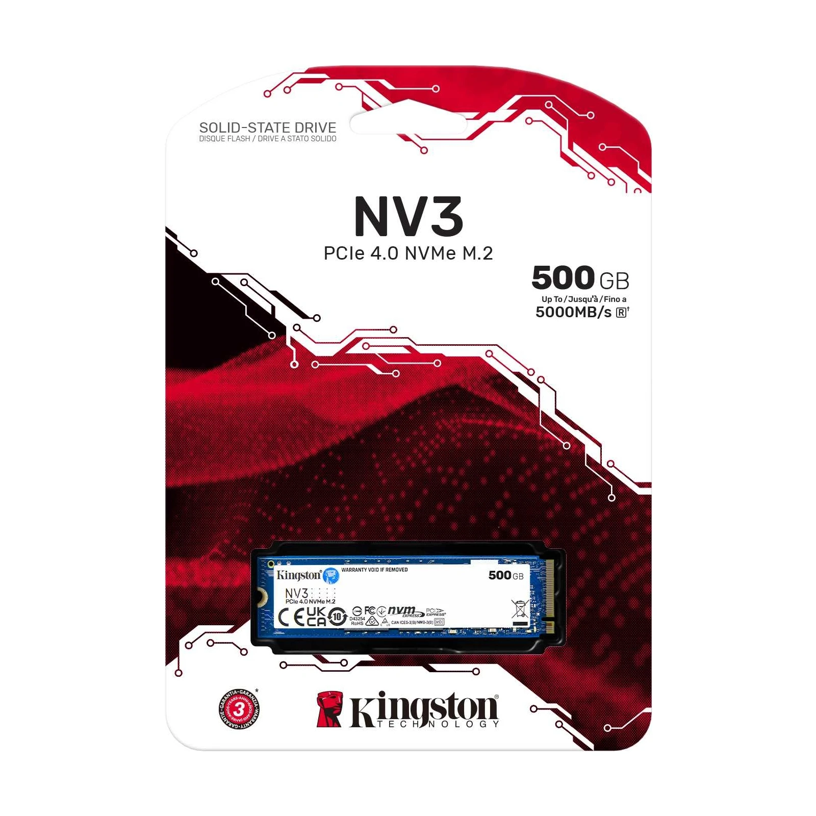 M.2 2280 500GB Kingston (SNV3S/500G) Тип накопителя внутренний