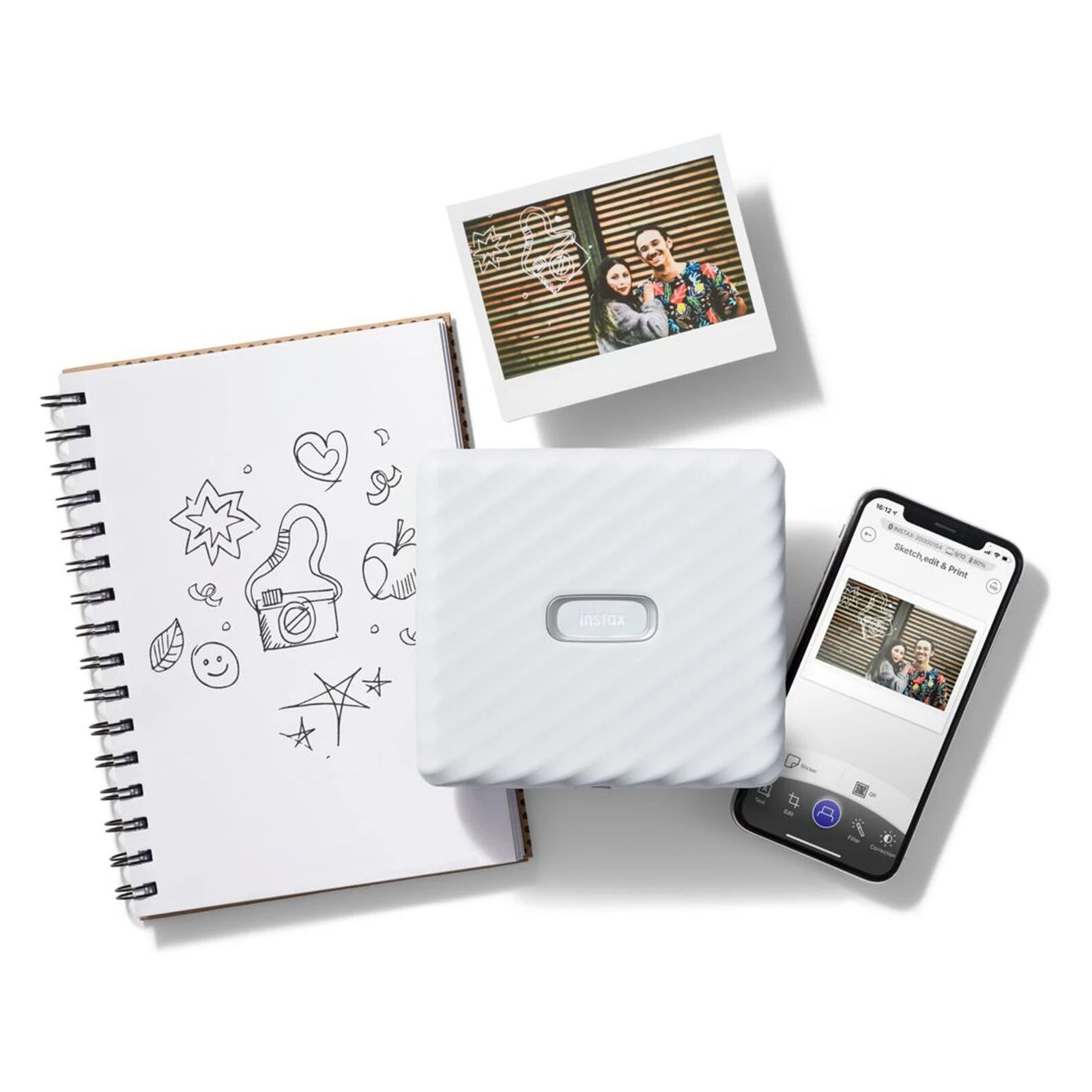 Сублімаційний принтер Fujifilm INSTAX LINK WIDE A WHITE EX D (16719574) (EU) Розміри 33.7x127.5x139