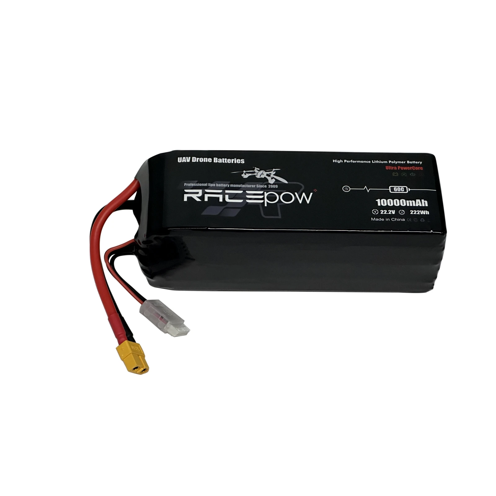 Акумулятор для дрону RacePow Lipo 6s 10000mAh 60C XT60 (10000mAh-6s-60C) (UA) Тип акумулятора: LiPo 6S; Місткість: