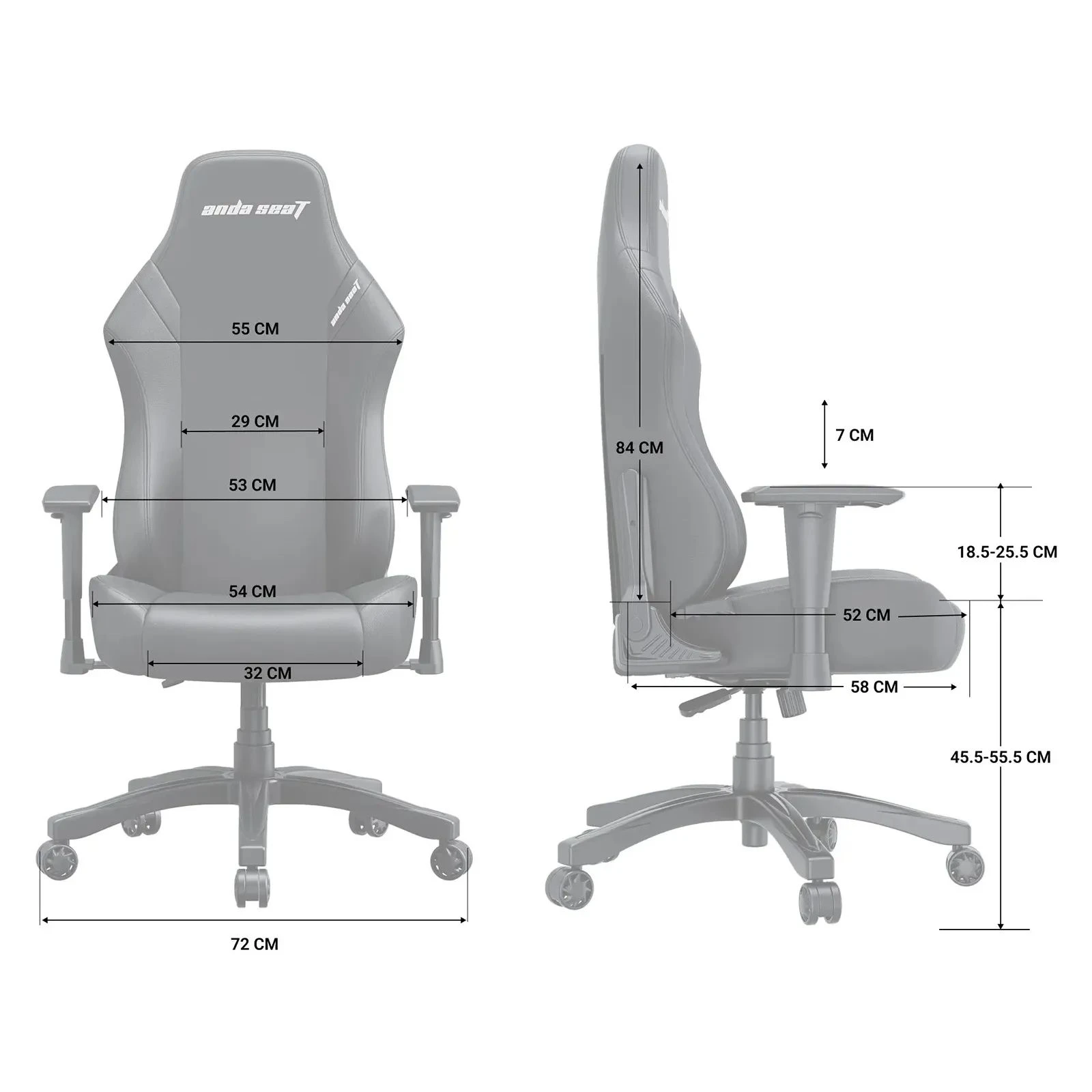 Anda Seat Luna Color PVC Size L Black/Orange (AD18-48-BO-PV) (UA) Материал рамы: металл; Материал