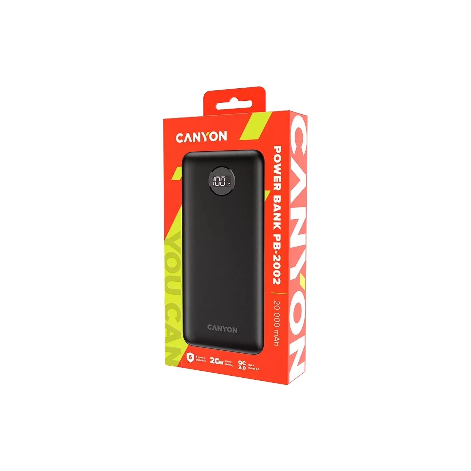 Canyon PB-2002 20000mAh, PD/20W, QC/3.0, Black (CNE-CPB2002B) (UA) Місткість: 20000 mAh; Призначення: