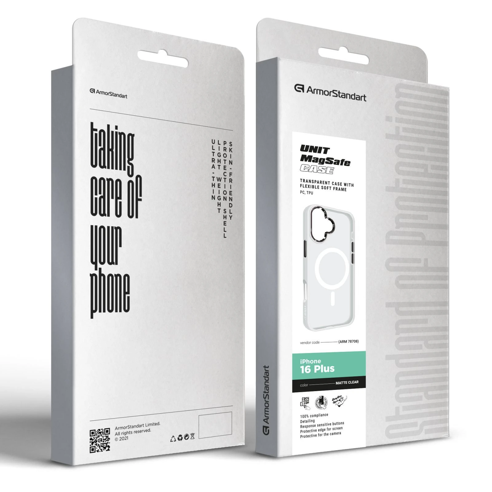 Чохол для мобільного телефону Armorstandart Unit MagSafe Apple iPhone 16 Plus Matte Clear (ARM78708) (UA) Сумісність із брендом: Apple;