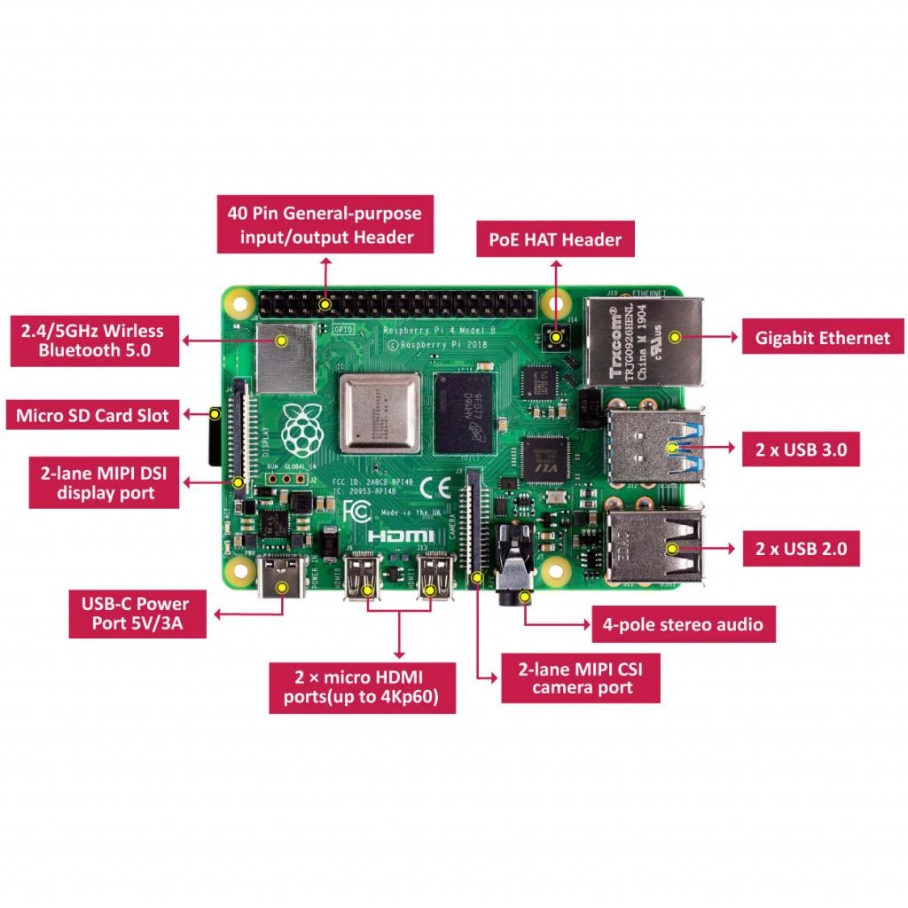Raspberry Pi 4, Model B, 4GB (RPI4-MODBP-4GB) (UA) Тип: микро-ПК (плата); Процессор: