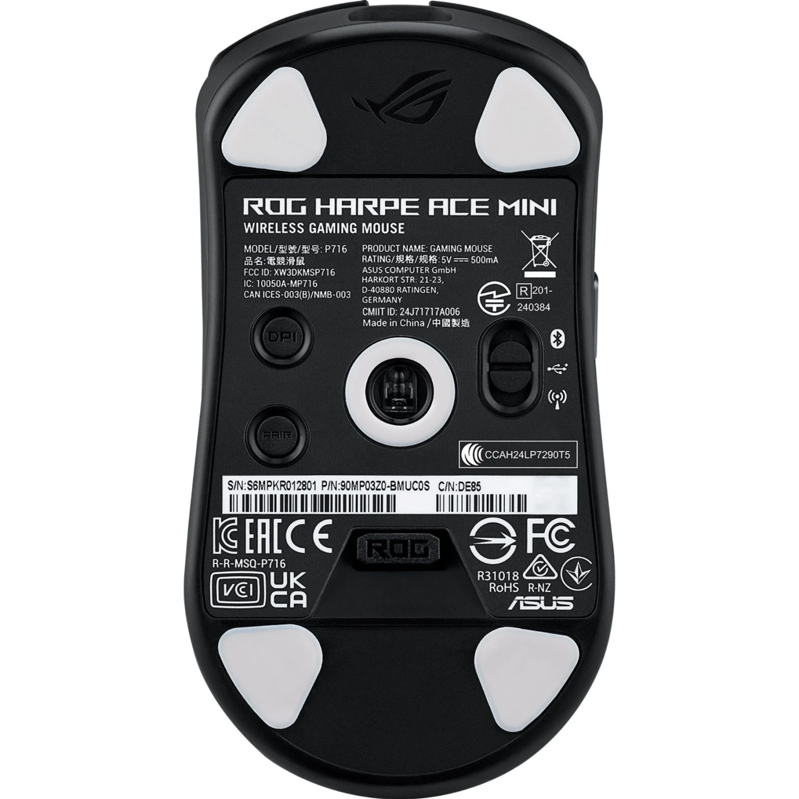 ASUS ROG Harpe Ace Mini Wireless/Bluetooth/USB Black (90MP03Z0-BMUA00) (UA) Назначение для компьютера, для ноутбука