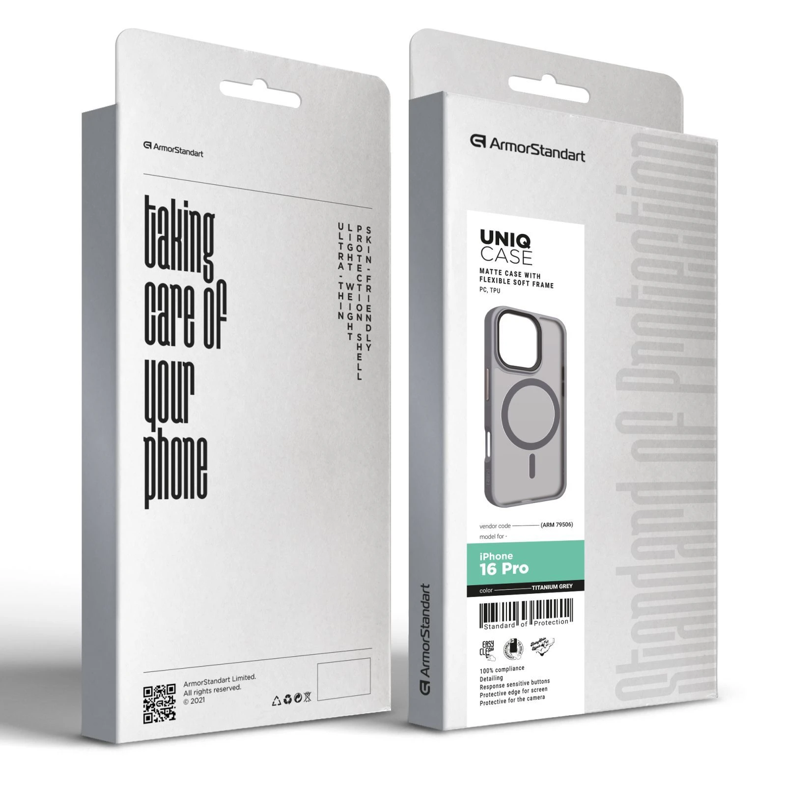 Чохол для мобільного телефону Apple iPhone 16 Pro Titanium Grey Armorstandart Uniq MagSafe (ARM79506) (UA) Сумісність із брендом: Apple;