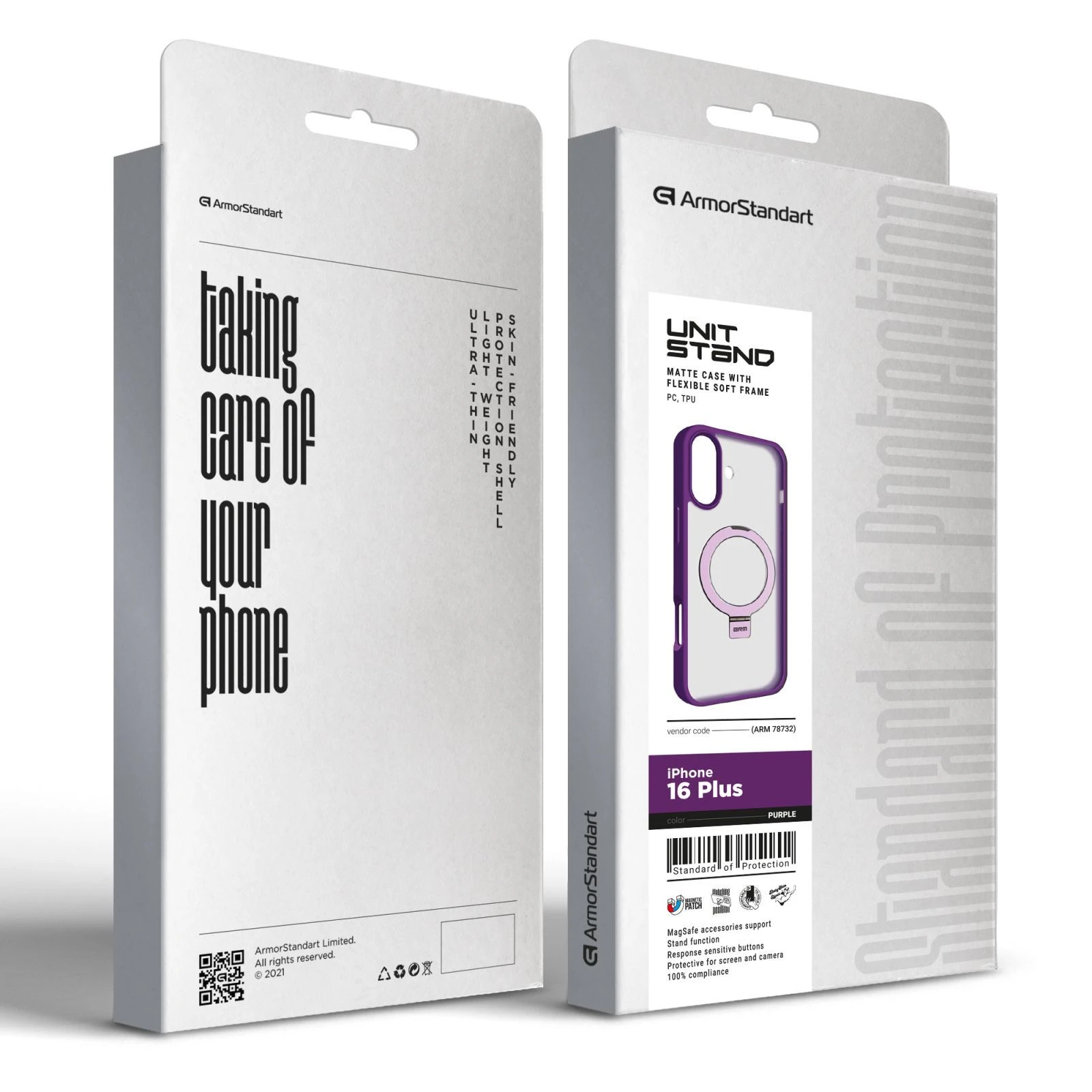 Чохол для мобільного телефону Armorstandart Unit Stand Apple iPhone 16 Plus Purple (ARM78732) (UA) Сумісність із брендом: Apple;
