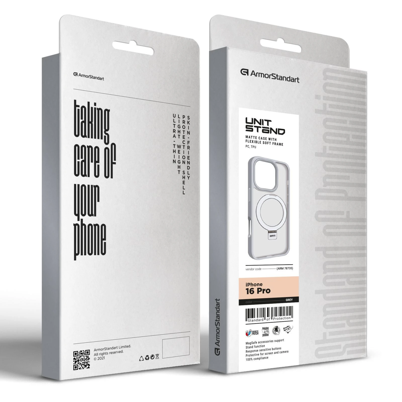 Чохол для мобільного телефону Armorstandart Unit Stand Apple iPhone 16 Pro Grey (ARM78735) (UA) Сумісність із брендом Apple