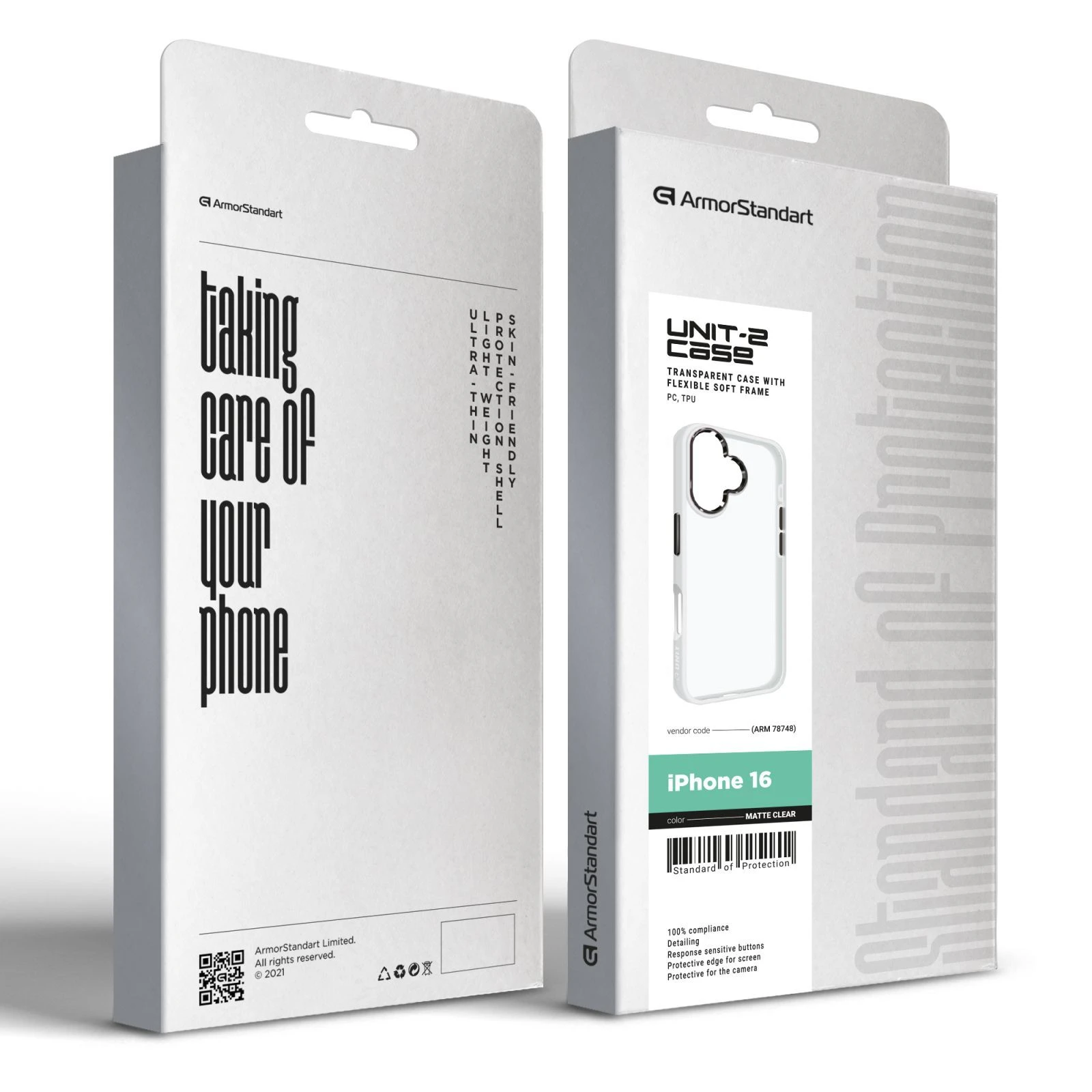 Чехол для мобильного телефона Armorstandart UNIT2 Apple iPhone 16 Matte Clear (ARM78748) (UA) Совместимость с брендом: Apple;