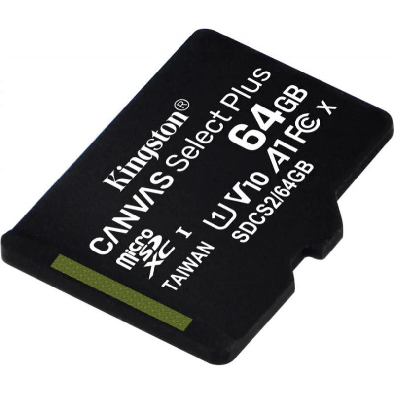 Kingston 64 GB microSDXC Class 10 UHS-I Canvas Select Plus + SD Adapter SDCS2/64GB (SDCS2/64GB-3P1A) Бренд: Kingston; Об'єм пам'яті, ГБ: 64;