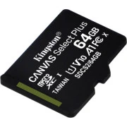 Kingston 64 GB microSDXC Class 10 UHS-I Canvas Select Plus + SD Adapter SDCS2/64GB (SDCS2/64GB-3P1A)