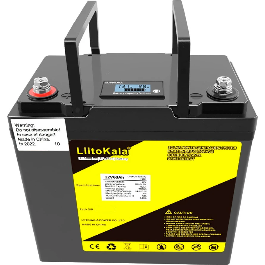 LIITOKALA LiFePO4 12V 60Ah LCD (12В, 60Ач, 4S2P/BMS) (12V60AH LIFEPO4 LCD) (UA) Тип батареї: LiFePO4; Номінальна