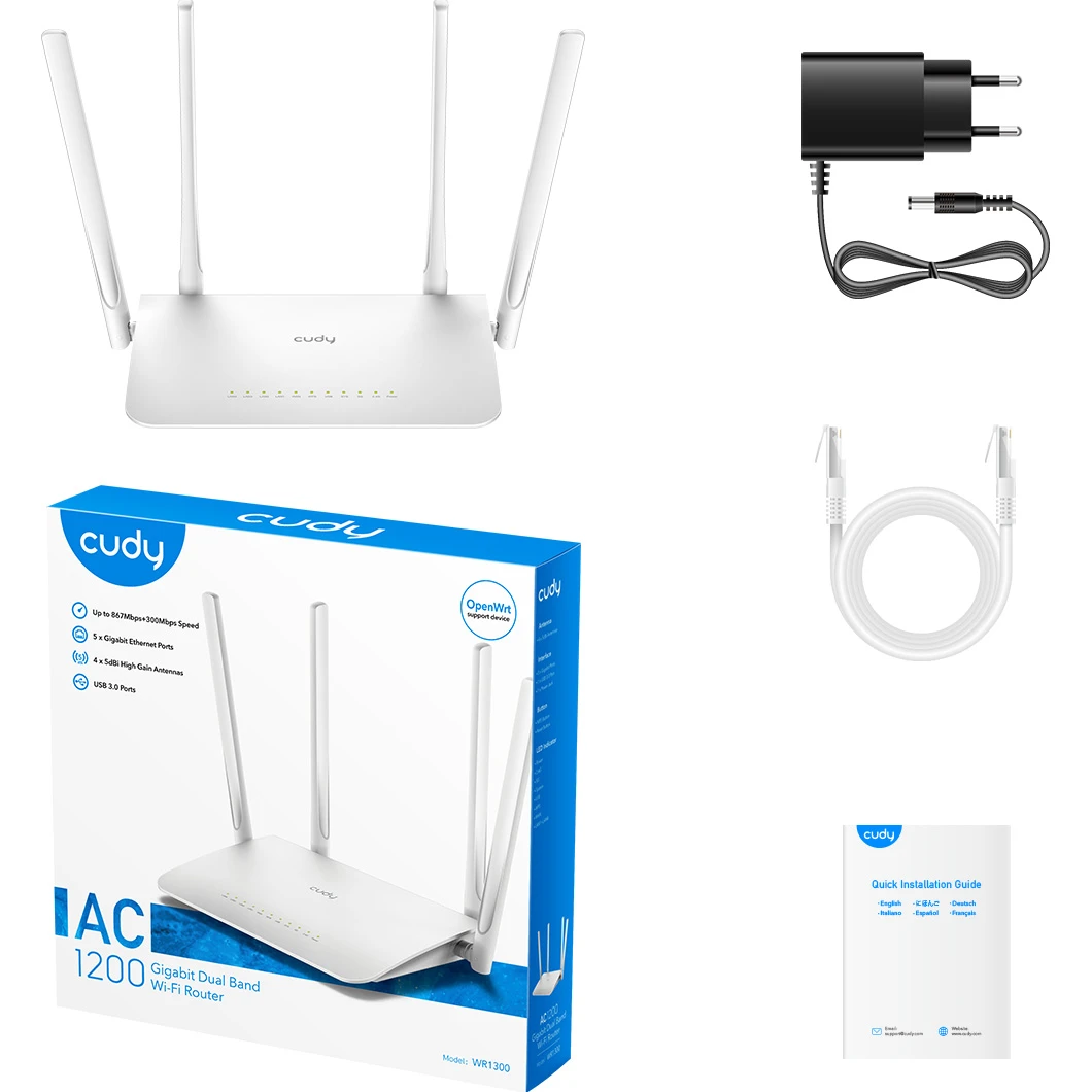 Wi-Fi роутер CUDY WR1300 (UA) Процесор: MediaTek MT7621 (2-ядерний);