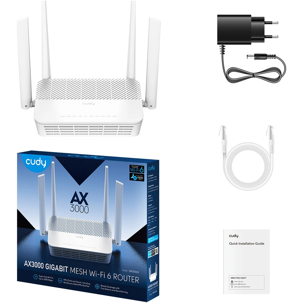Wi-Fi роутер CUDY WR3000S (UA) Процессор: ARM Cortex-A53 (2-ядерный);