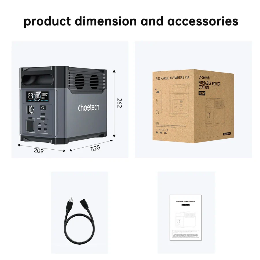 CHOETECH BS061 (BS061-EU-GY) Енергетична ємність  1024 Вт · H 