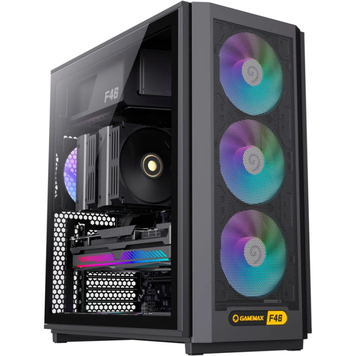 GAMEMAX F46 BK Black (UA) Підтримка для материнської плати  ATX; Без PSU 