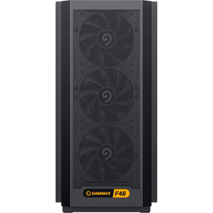 GAMEMAX F46 Dark Black (UA) охолодження, Можна встановити  передня панель становить 3 × 120 або 2 × 140 мм, нижня панель 3 × 120 або 2 × 140 мм, задня панель 1 × 120 мм 