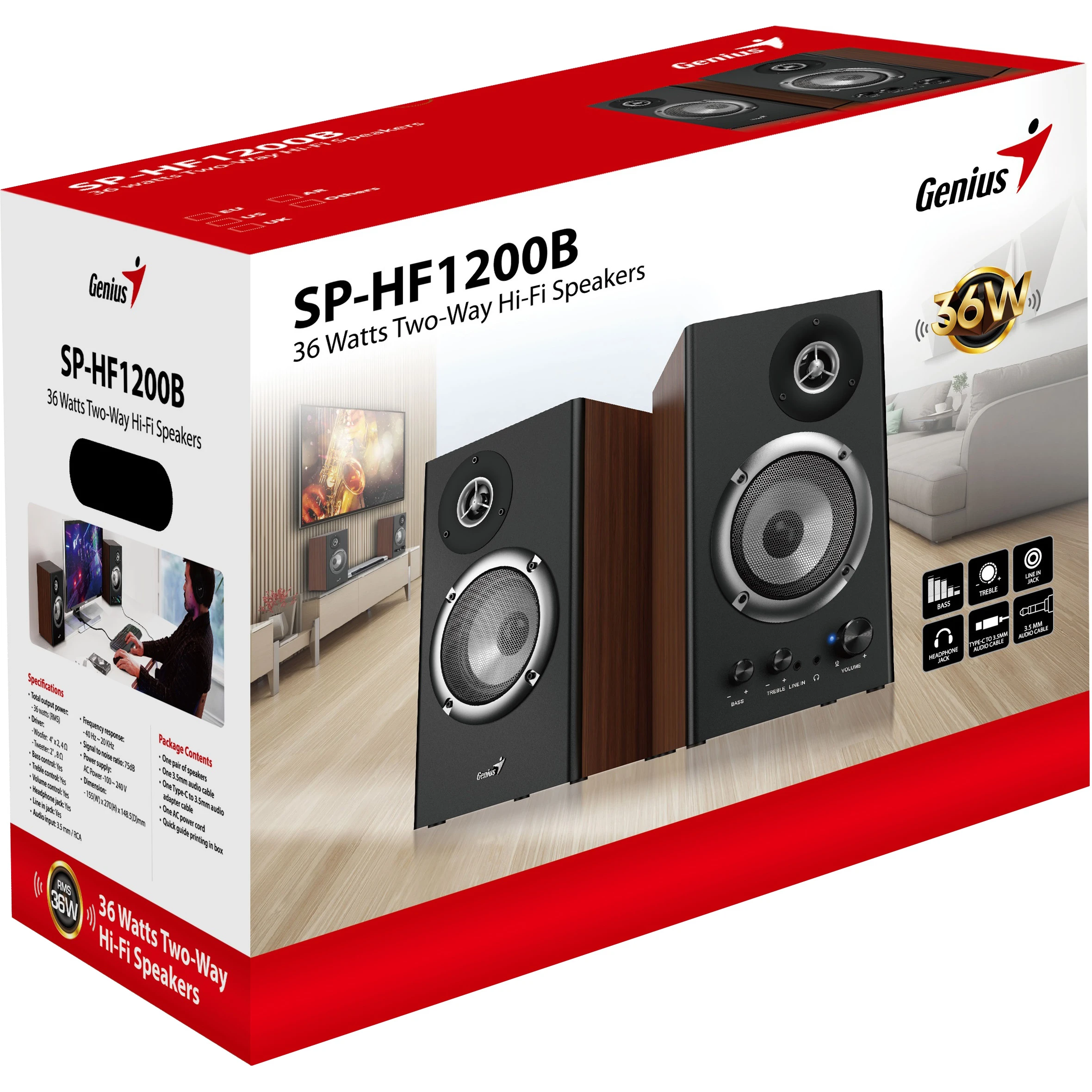 GENIUS SP-HF1200B (31730049400) Потужність супутника (RMS)  2 × 18 Вт 
