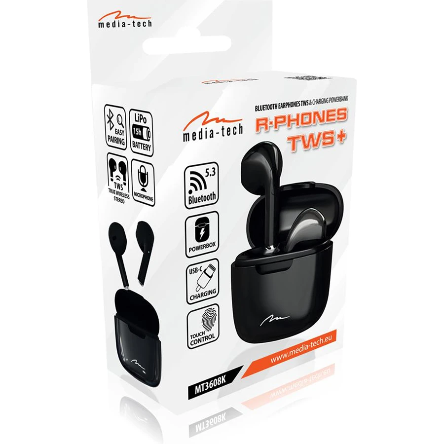 MEDIA-TECH R-Phones TWS+ Black (MT3608K) (UA) Підключення: бездротове;