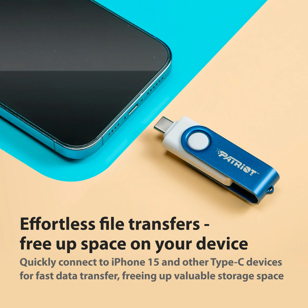 PATRIOT Xporter X550 USB/USB-C3.2 64GB (PS64GX550AAD) (UA) Об'єм пам'яті: 64 ГБ; Інтерфейс: USB