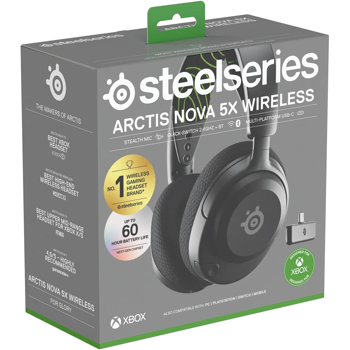 STEELSERIES Arctis Nova 5X Wireless Black (61676) (UA) Конструкция полноразмерные