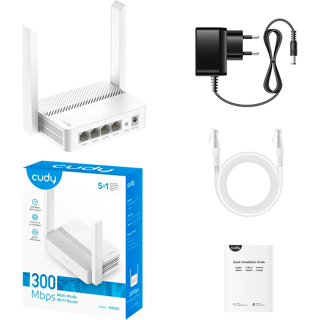 Wi-Fi роутер CUDY WR300 (UA) Процессор: MediaTek MT7628; Частота
