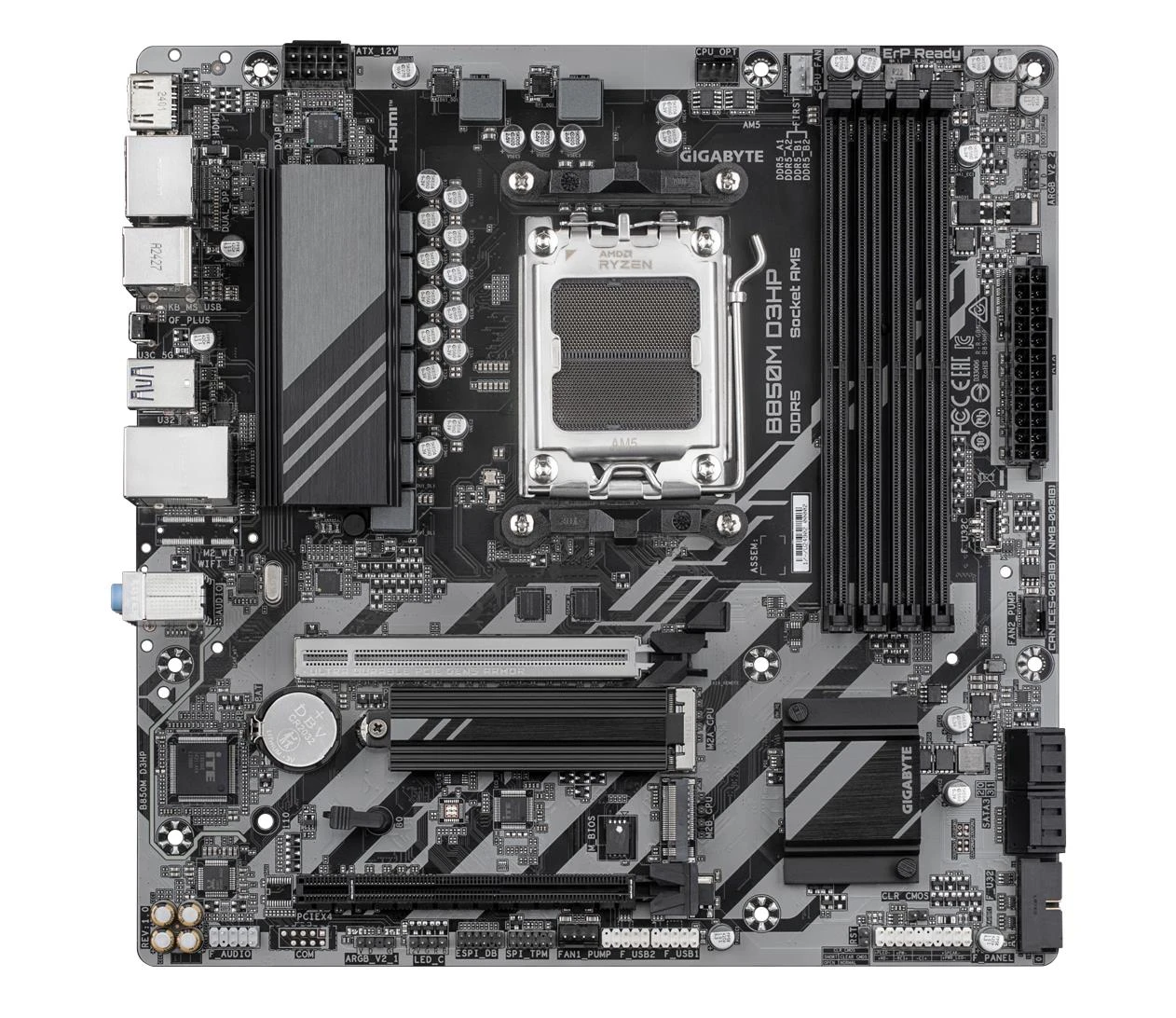 Gigabyte B850M D3HP EU Совместимость с SSD-накопителями m.2 с радиатором  Да - нет столкновений