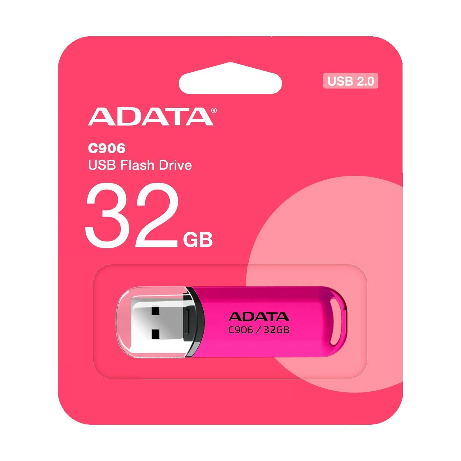 ADATA 32GB C906 Pink USB 2.0 (AC906-32G-RPP) (UA) Матеріал корпусу пластик