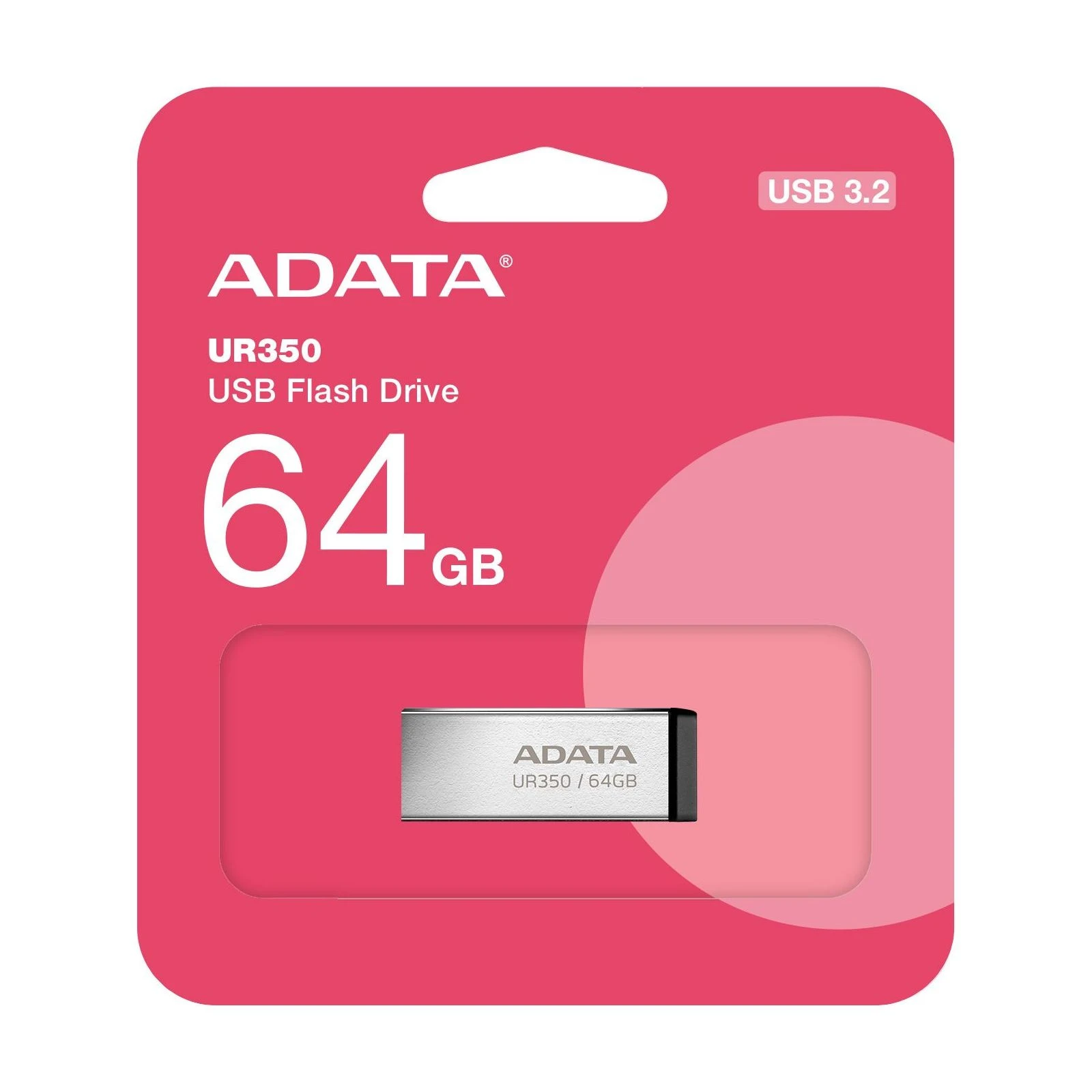 ADATA 64GB UR350 Silver-Black USB 3.2 (UR350-64G-RSR/BK) (UA) Тип: Класичні, Суперкомпактні;