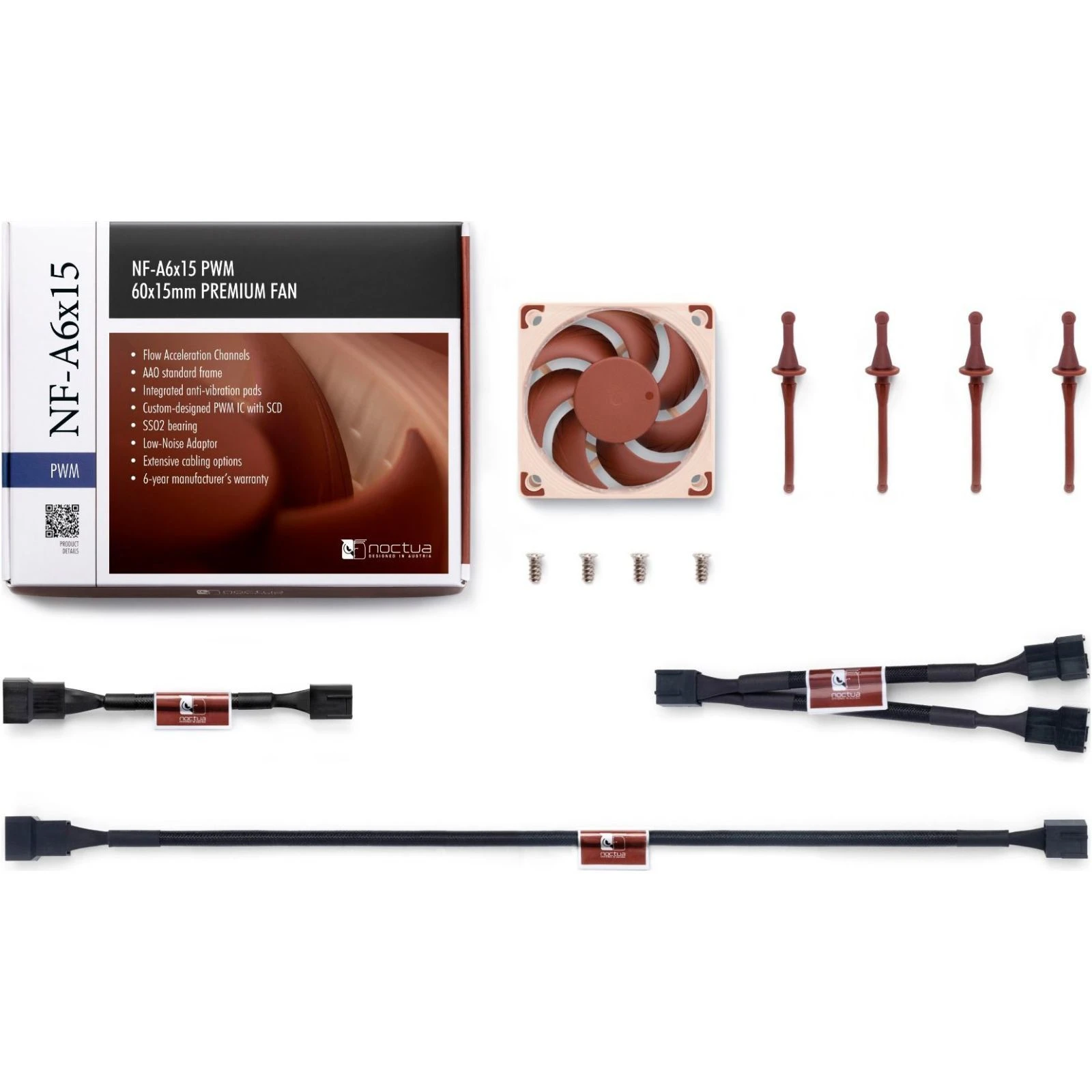 Кулер для корпуса Noctua NF-A6x15 PWM (UA) Количество вентиляторов: 1;