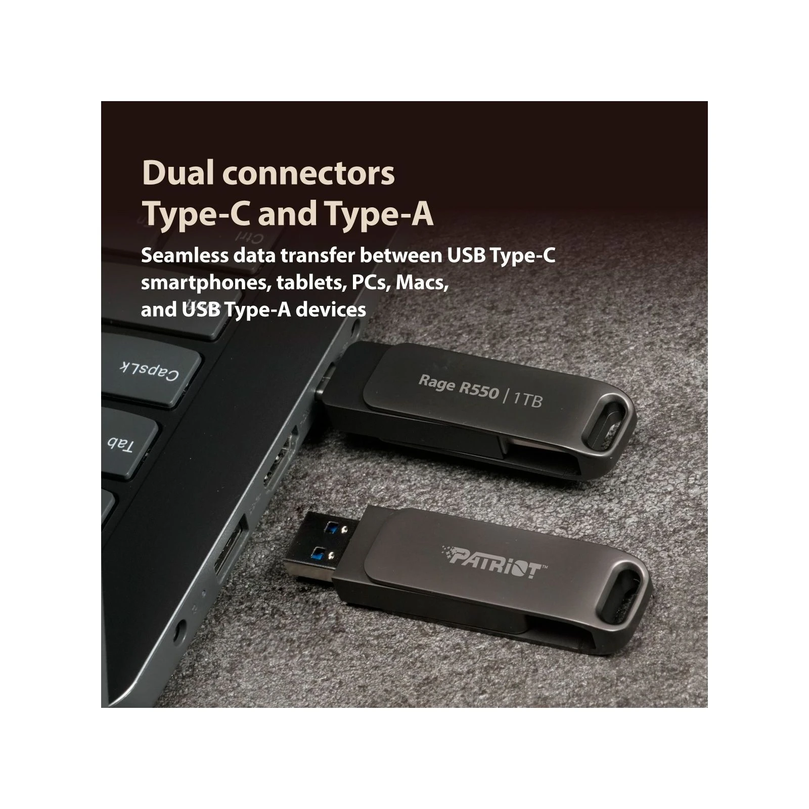 Patriot 32GB Rage R550 Matte Black USB 3.2/Type-C (PE32GR550DSAD) (UA) Об'єм пам'яті 32 Gb