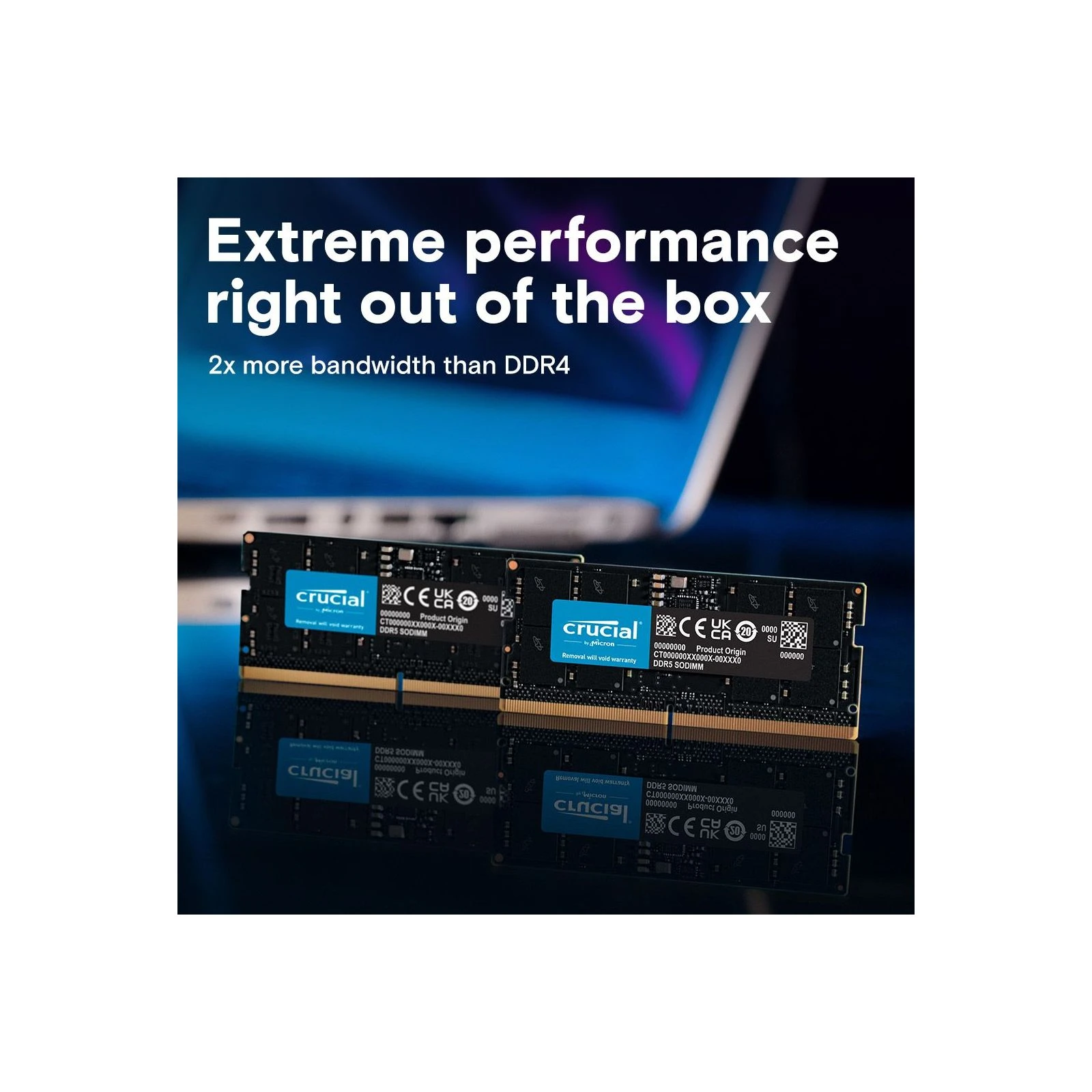 SoDIMM DDR5 8GB 5600 MHz Micron (CT8G56C46S5T) (UA) Тип пам'яті: DDR5; Об'єм пам'яті: 8