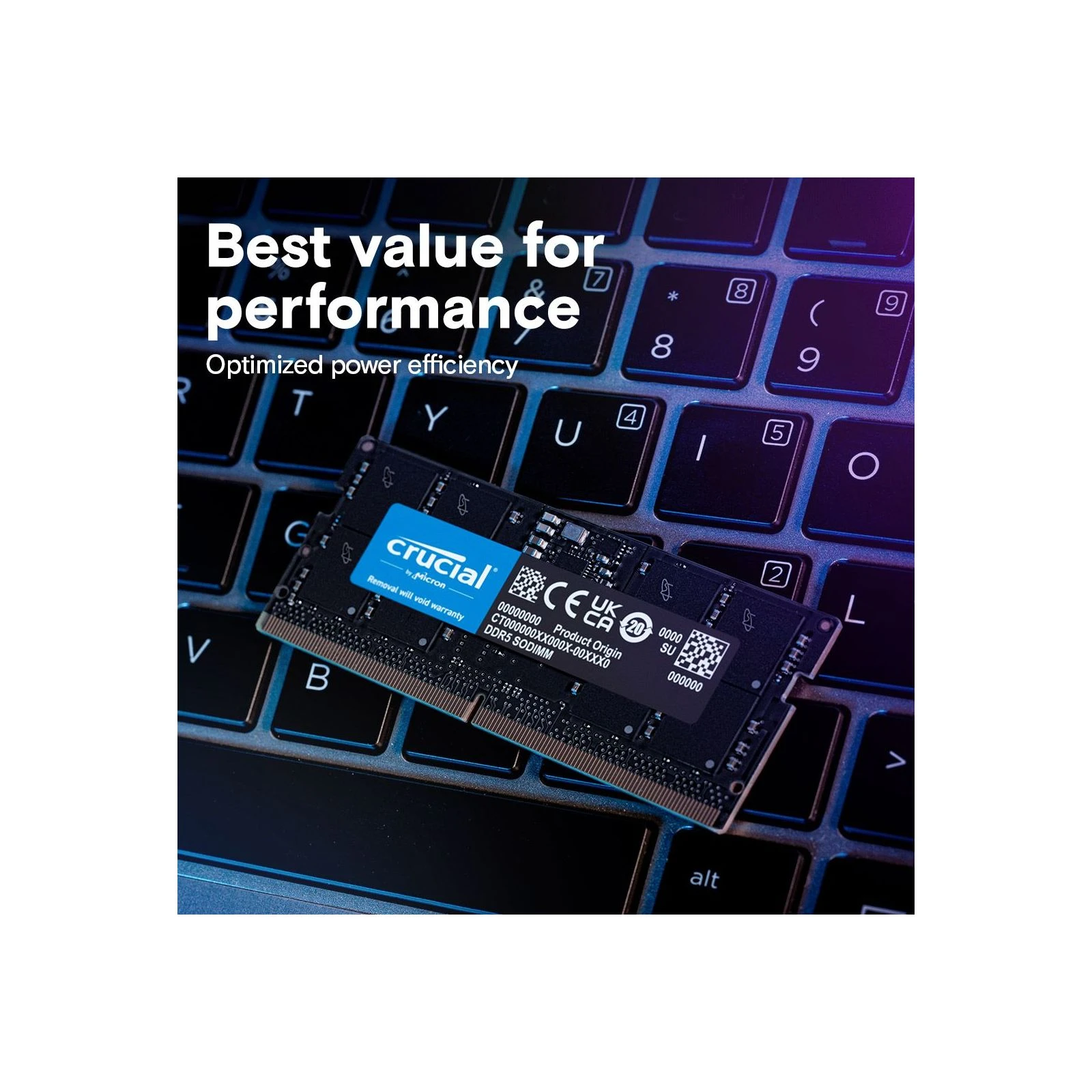 SoDIMM DDR5 8GB 5600 MHz Micron (CT8G56C46S5T) (UA) Об'єм пам'яті  8 GB 