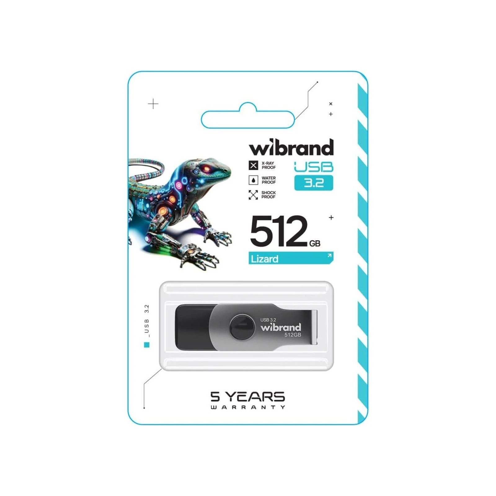 Wibrand 512GB Lizard Black USB 3.2 (WI3.2/LI512P9B) (UA) Об'єм пам'яті: 512 Gb; Колір: чорний;