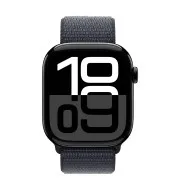 Apple Watch Series 10 GPS + Cellular 42mm Jet Black Aluminum Case with Ink Sport Loop (MWX83)