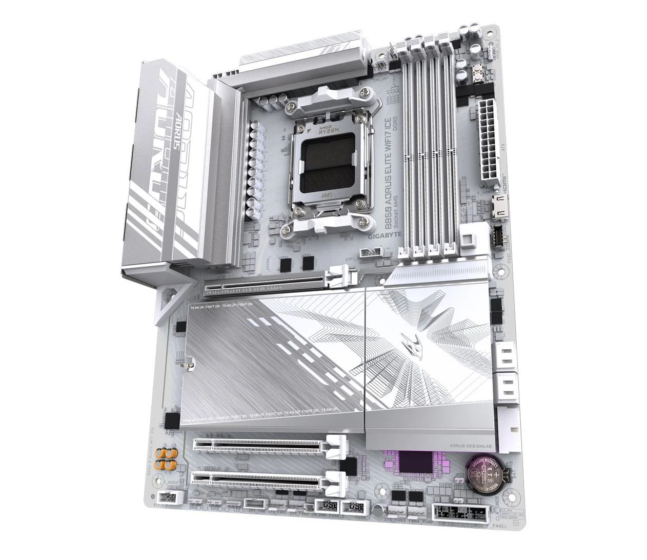 Gigabyte B850 A ELITE WF7 ICE EU Охлаждение секции питания радиатором  Да (Полностью охлаждаемая силовая часть с алюминиевым радиатором)