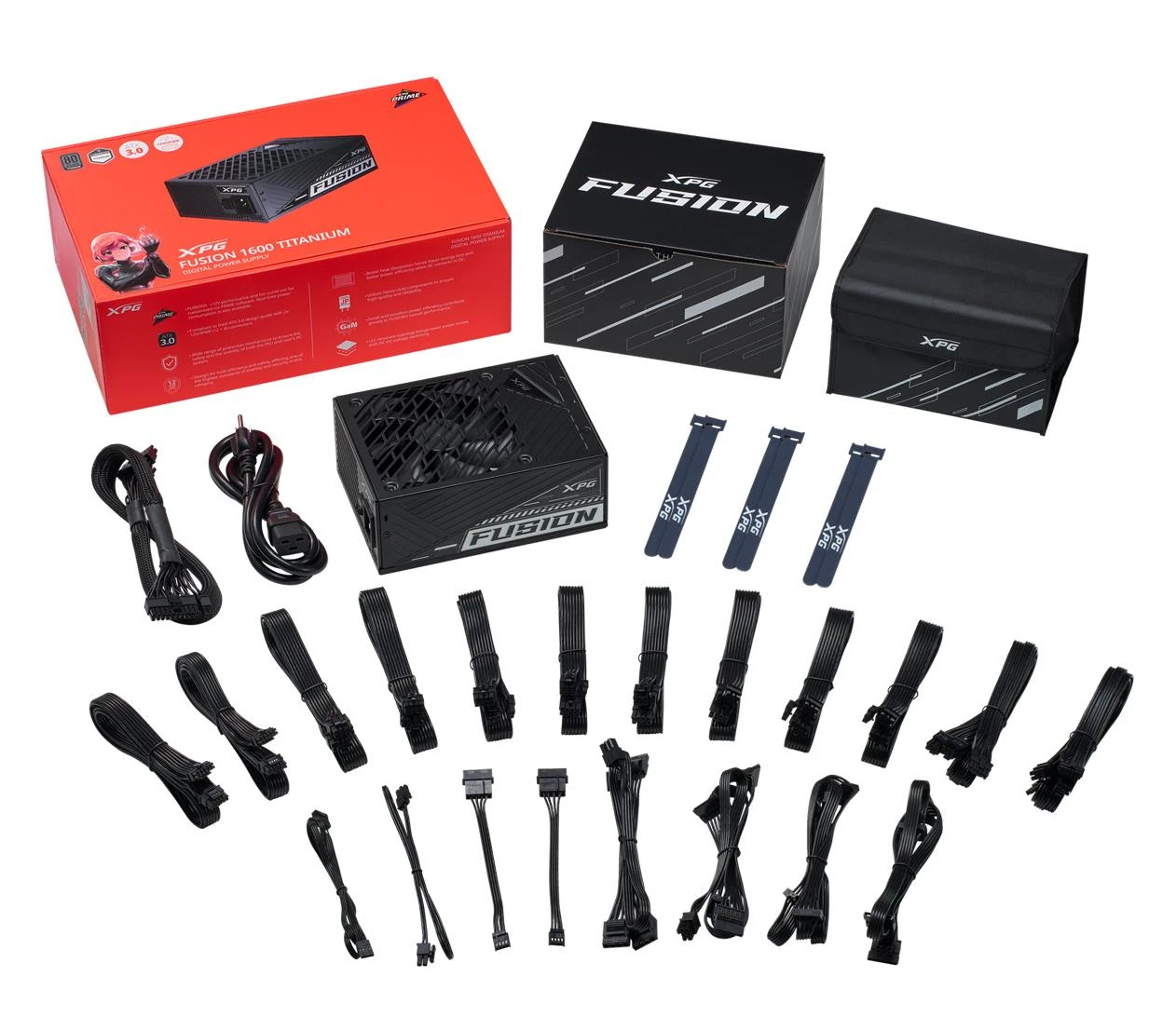 XPG Fusion 1600W 80 Plus Titanium ATX 3.0 (FUSION1600T-BKCEU) EU Максимальная мощность, Вт: 1600 Вт;