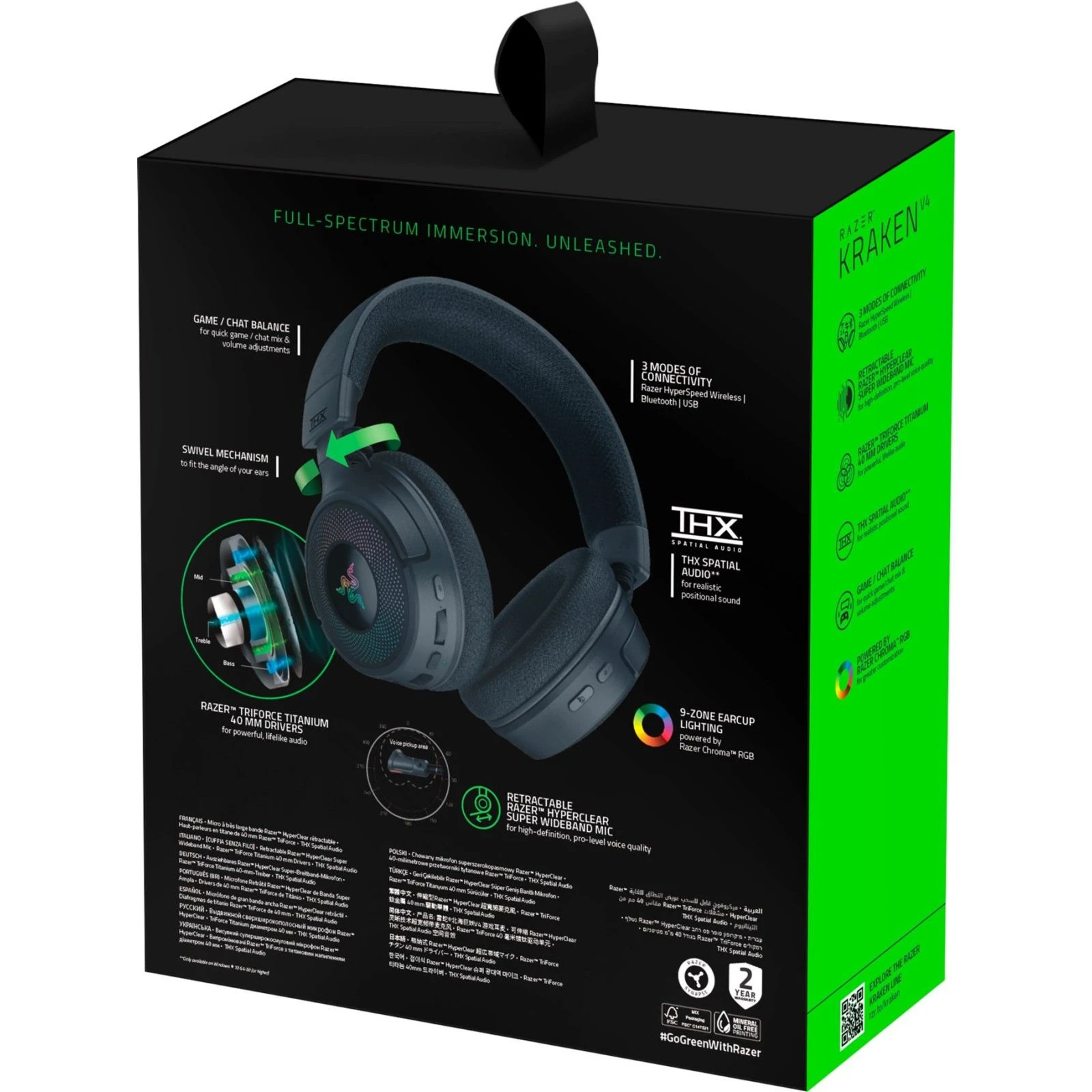 Наушники Razer Kraken V4 Black (RZ04-05170100-R3M1) (UA) Тип: геймерские (игровые);