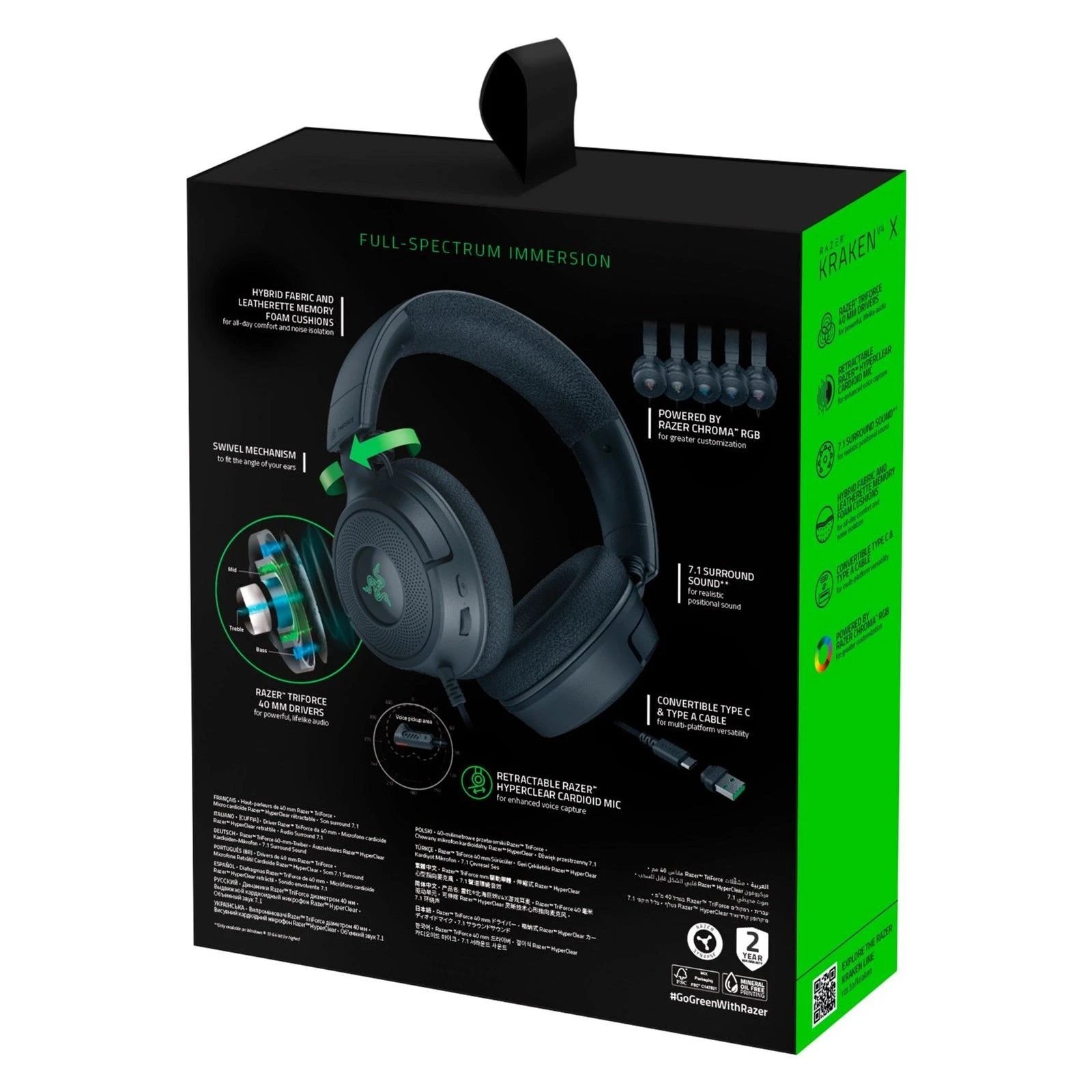 Навушники Razer Kraken V4 X Black (RZ04-05180100-R3M1) (UA) Тип: геймерські (ігрові);