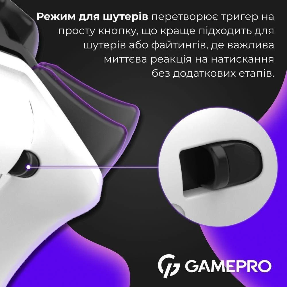 Геймпад GamePro GPS13W BT 5.3/USB/PC/iOS/Android/PS3/PS4 RGB White (GPS13W) (UA) Кількість кнопок  14 