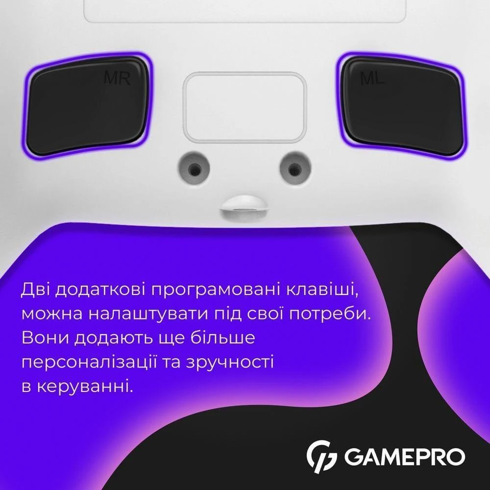 Геймпад GamePro GPS13W BT 5.3/USB/PC/iOS/Android/PS3/PS4 RGB White (GPS13W) (UA) сумісні платформи  ПК, Android, PlayStation 4, GlayStation 3, перемикач Nintendo 