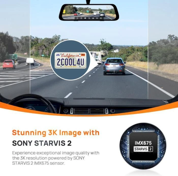 Видеорегистратор 70mai Rearview Dash Cam S500 Set (+ камера заднего вида Midrive RC13) Бренд: 70mai; Матрица: Sony IMX675;